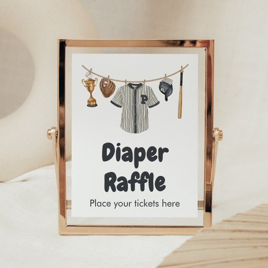Baseball Little Slugger Baby shower Luier Raffle Poster