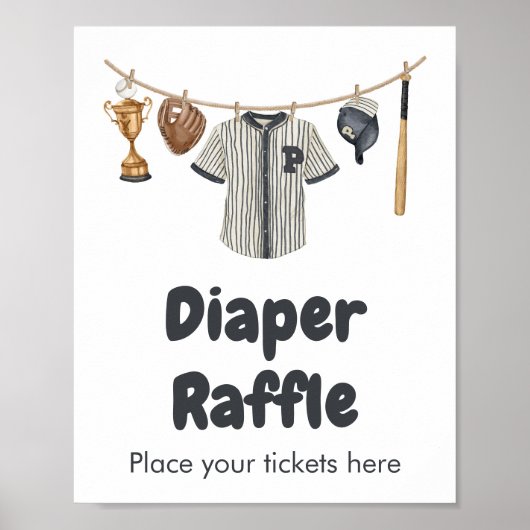 Baseball Little Slugger Baby shower Luier Raffle Poster (Voorkant)
