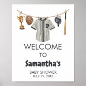Baseball Little Slugger Baby shower Welkom Poster (Voorkant)
