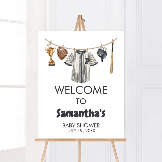 Baseball Little Slugger Baby shower Welkom Poster