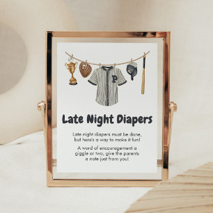 Baseball Little Slugger Late Night Luiers Poster