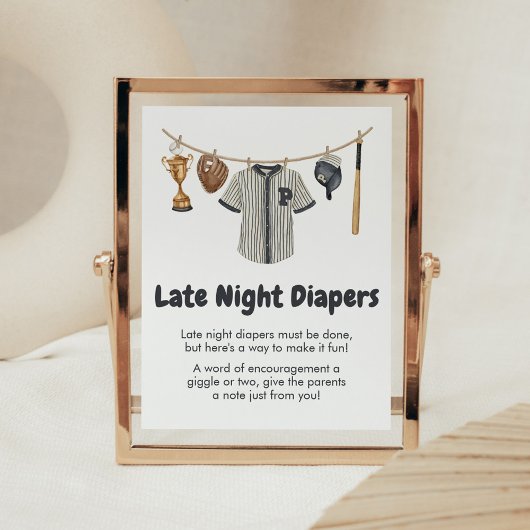 Baseball Little Slugger Late Night Luiers Poster