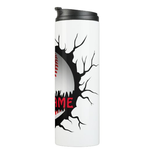 Baseball-Logo, Baseball Custom Name, Baseball Gift Thermosbeker (Geroteerd rechts)