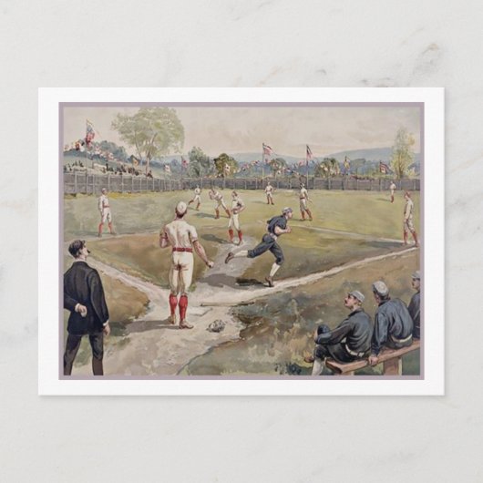 Baseball Louis Prang Antiek Print 1887 Briefkaart (Voorkant)
