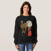 Baseball LOVE Baller Mom Leopard Print Softball Ga Trui (Voorkant volledig)