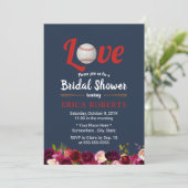 Baseball Love Burgundy Floral Navy Vrijgezellenfee Kaart (Staand voorkant)