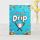 Baseball Love Drip Card Kaart (Gele Bloem)