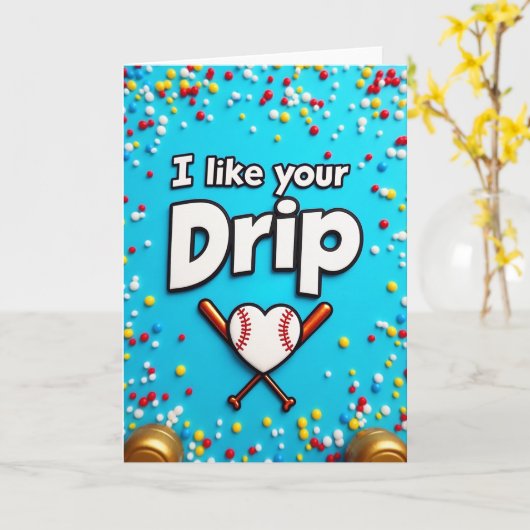 Baseball Love Drip Card Kaart (Gele Bloem)