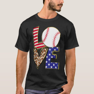 Baseball Love Gezegden American Flag Theme Indepen T-shirt