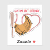 Baseball Love, Glove and Bats Sticker (Vel)