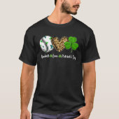 Baseball Love Leopard Heart Shamrock St Patricks D T-shirt (Voorkant)