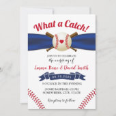 Baseball Love Navy Ribbon Sports Wedding Kaart (Voorkant)