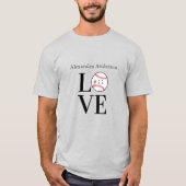 Baseball LOVE: Persoonlijk voeg naam en nummer toe T-shirt (Voorkant)