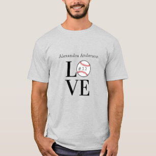 Baseball LOVE: Persoonlijk voeg naam en nummer toe T-shirt