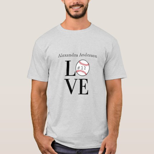 Baseball LOVE: Persoonlijk voeg naam en nummer toe T-shirt (Voorkant)