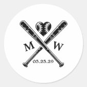 Baseball Love Ronde Sticker (Voorkant)