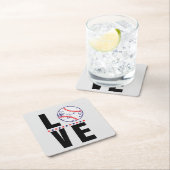 Baseball Love Typografie Kartonnen Onderzetters (Insitu)