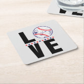 Baseball Love Typografie Kartonnen Onderzetters (Schuin)