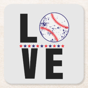 Baseball Love Typografie Kartonnen Onderzetters