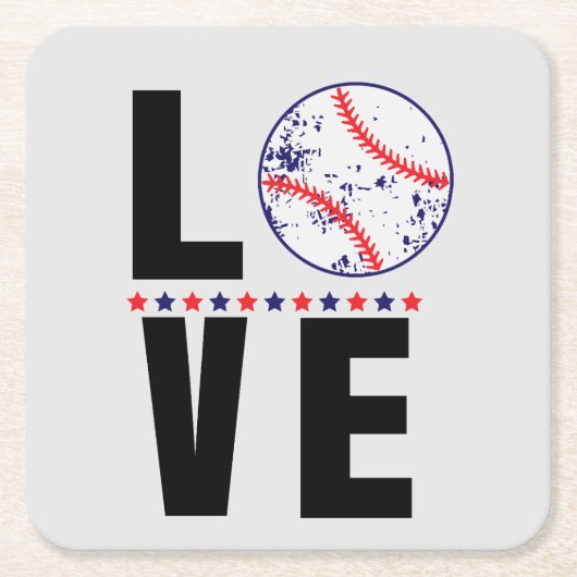 Baseball Love Typografie Kartonnen Onderzetters (Voorkant)