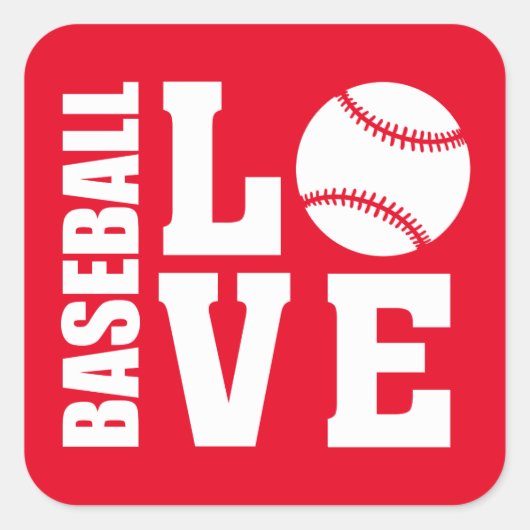 Baseball Love Vierkante Sticker (Voorkant)