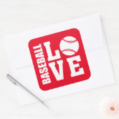 Baseball Love Vierkante Sticker (Envelop)