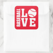 Baseball Love Vierkante Sticker (Tas)