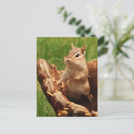 Baseball Loving Chipmunk Briefkaart (Staand voorkant)