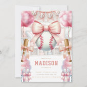 Baseball Luxury Birthday Girly Sports Theme Kaart (Voorkant)