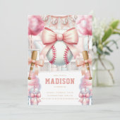 Baseball Luxury Birthday Girly Sports Theme Kaart (Staand voorkant)