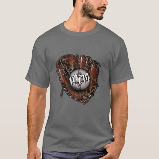 Baseball Ma Leopard Softball Mama Grammy Baseball T-shirt (Voorkant)