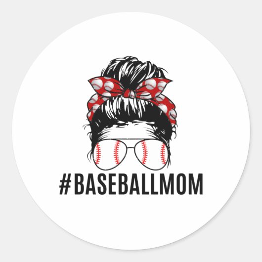 Baseball Ma Life Ronde Sticker (Voorkant)
