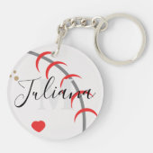 Baseball Ma Pap Grootvader Monogrammed Sleutelhang Sleutelhanger (Achterkant)