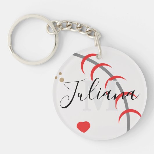 Baseball Ma Pap Grootvader Monogrammed Sleutelhang Sleutelhanger (Voorkant)