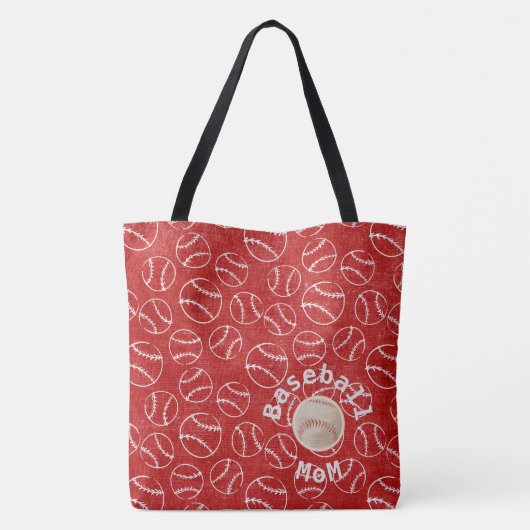 Baseball Ma Red Print Bag Tote Bag (Achterkant)