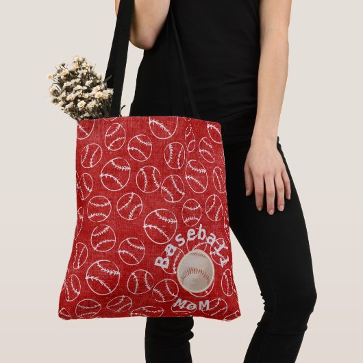 Baseball Ma Red Print Bag Tote Bag (Dichtbij)