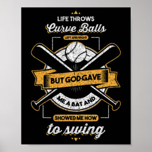Baseball, maar God gaf Christelijke cadeaus Poster