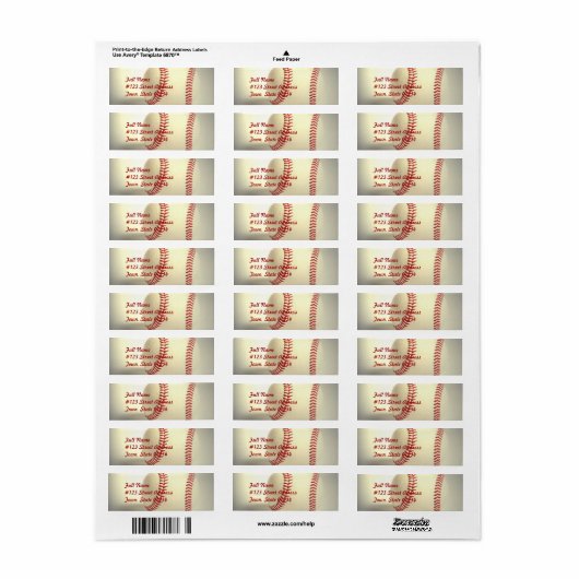 Baseball Mailing Labels (Full Sheet)