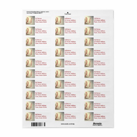Baseball Mailing Labels (Full Sheet)