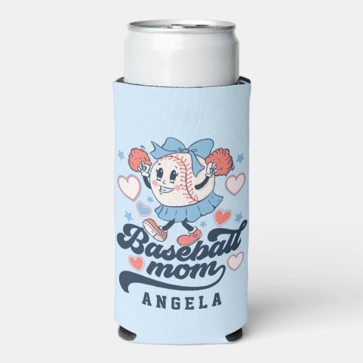 Baseball Mam Gepersonaliseerd Seltzer Blikjeskoeler (Seltzer Voorkant)