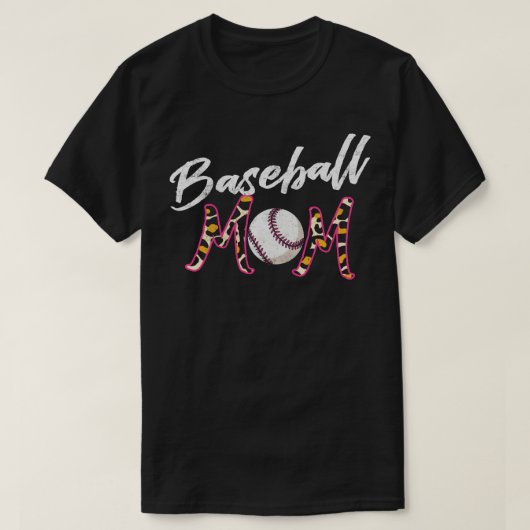 Baseball Mam Leopard Disted Style Design T-shirt (Design voorkant)