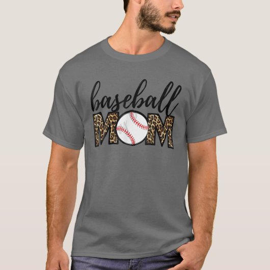 Baseball Mam Leopard Funny Softball Ma's D T-shirt (Voorkant)