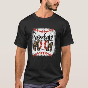 Baseball Mam Leopard Funny Softball Ma's D T-shirt