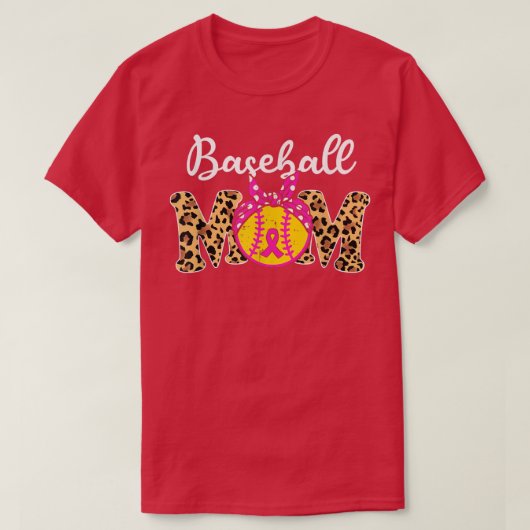 Baseball Mam Leopard Game Day Breast Cancer Awaren T-shirt (Design voorkant)