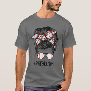 Baseball Mam Messy Bun Proud Mama Baseball Scarf S T-shirt