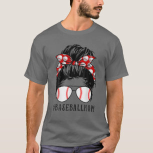 Baseball Mam Messy Bun Proud Mama Baseball Scarf S T-shirt