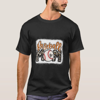 Baseball Mam Oranje Leopard Baseball Mama T-shirt