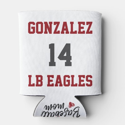 Baseball Mam, persoonlijke naam & nummer - GLS Blikjeskoeler (Achterkant)