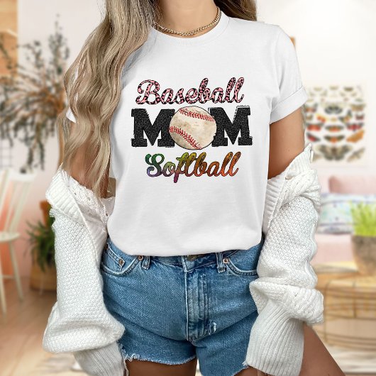 Baseball Mam Softball T-Shirt, Gift Mam T-Shirt