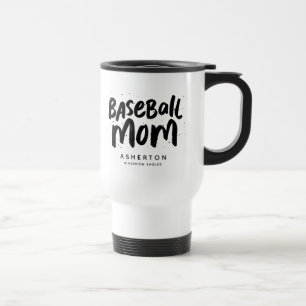 Baseball mam trendy black type gepersonaliseerd reisbeker